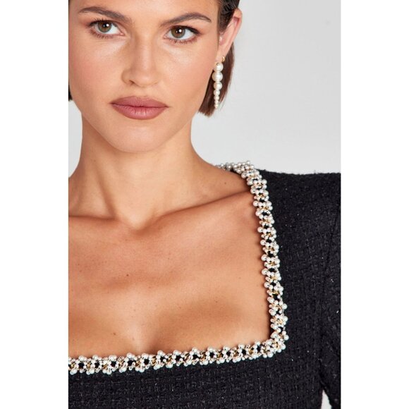 Nadine Merabi Natalie Black Tweed Dress Medium NWT $545 - Picture 4 of 12